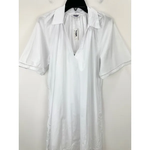 Madewell Poplin Splitneck Midi Shirtdress Cotton White Pockets Relaxed M NWT - Image 8