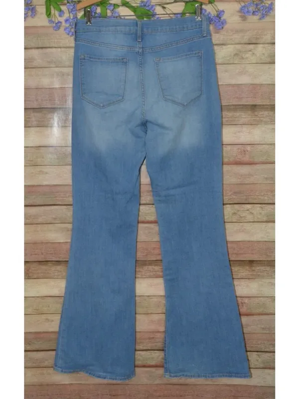 Old Navy Womens Jeans High Rise Flare Light Wash Size 12 Stretch Denim Classic - Image 5