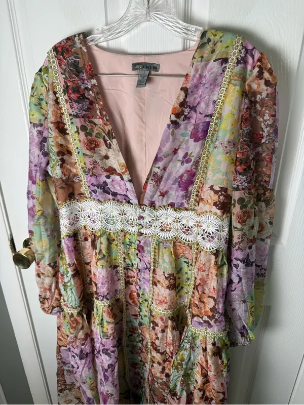 Love by Design Anna Long Sleeve Button Front Maxi Dress L - Image 3