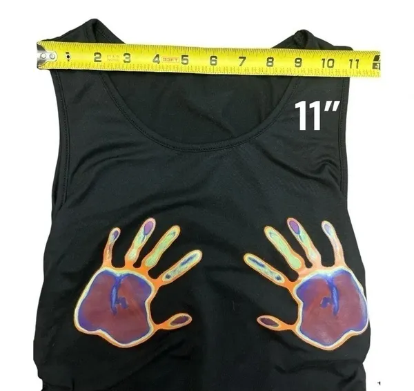 Shein Graphic Handprint Sleeveless Drawstring Ruched crop tank, size small. - Image 7