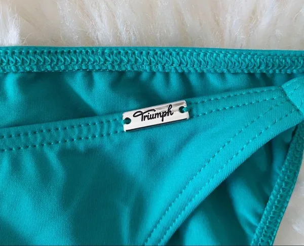Triumph Teal Tie String Bikini Bottoms NWT Size L - Image 2