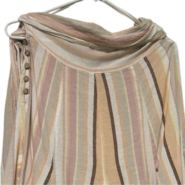 Free People Boho Striped Wrap Skirt Tie Waist Pastel Neutral. Approx S/M - Image 5