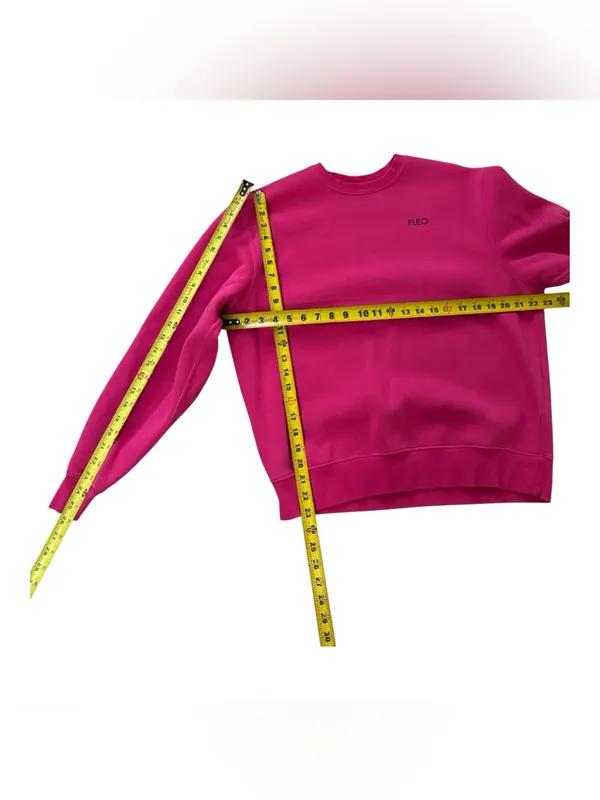 Fleo Cotton Blend Vibrant Pink Long Sleeve Pullover Crewneck Size Small - Image 9