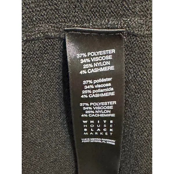 White House Black Market Cardigan L Black Sparkle Draped Bell Sleeve - Image 9