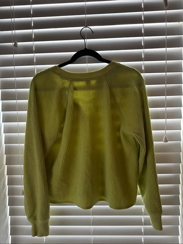 Old Navy Lime Green Henley Crew Sweater - Image 3
