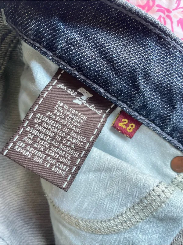 7 For All Mankind Bootcut Cotton Blend Denim Jeans in Freesia Cut Hem* Size 28 - Image 3