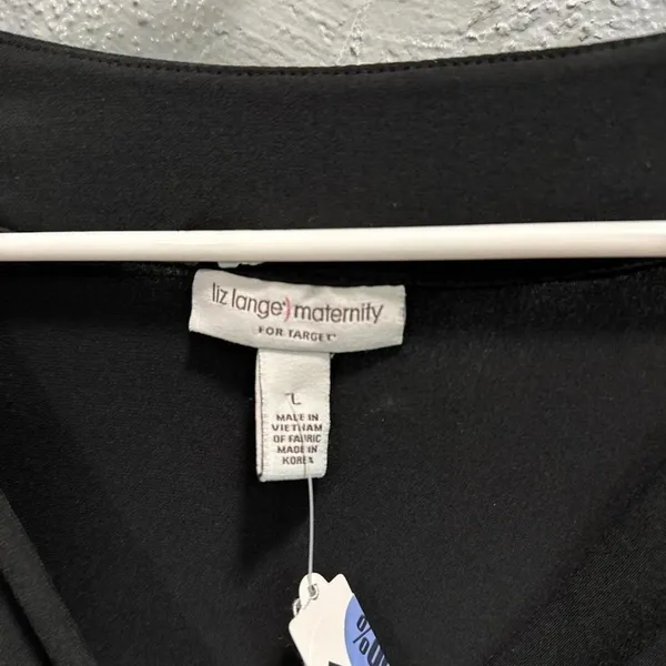 Liz Lange Maternity Target Black‎ V-Neck Wrap Empire Waist 3/4 Sleeve Top Large - Image 2