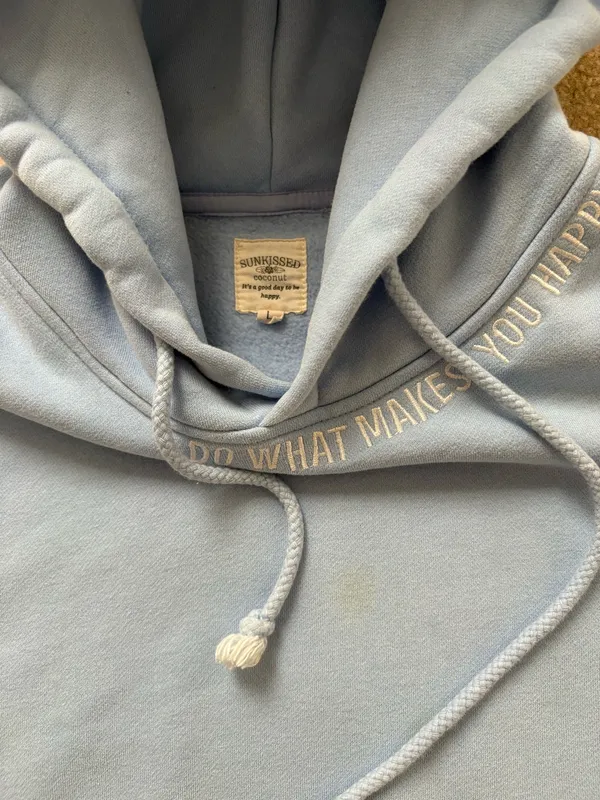Sun-kissed Coconut Blue Hoodie Do What Makes You Happy Hoodie - Image 4