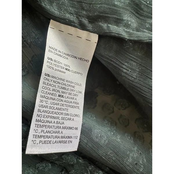 NWT Chico's Darkest Spruce Clip Jacquard Soft Shirt Size 3 Green Sheer Floral - Image 6