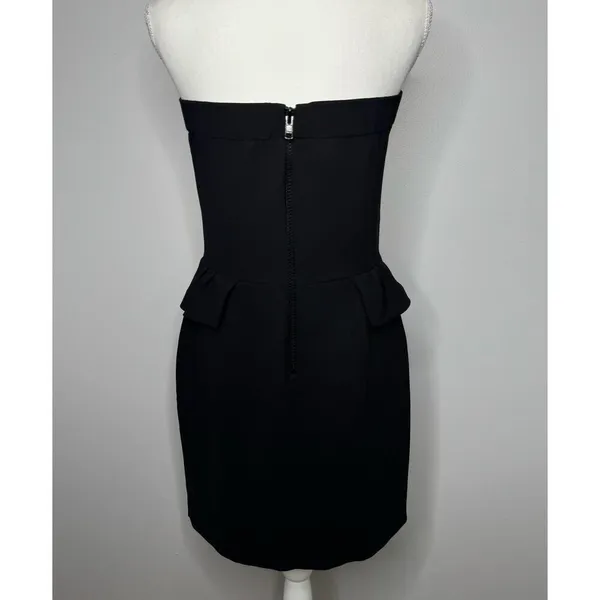 Sandro Paris Strapless Peplum Dress Size 8 Black Embellished Cocktail Party Chic - Image 7