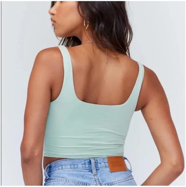 Princess Polly Sage Green Crop Top - Image 2