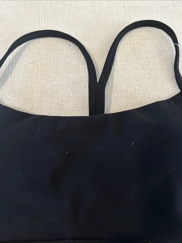 CRZ YOGA Butterluxe Y Back Spaghetti Thin Strap Sports Bra, Black, XS, NEW - Image 5