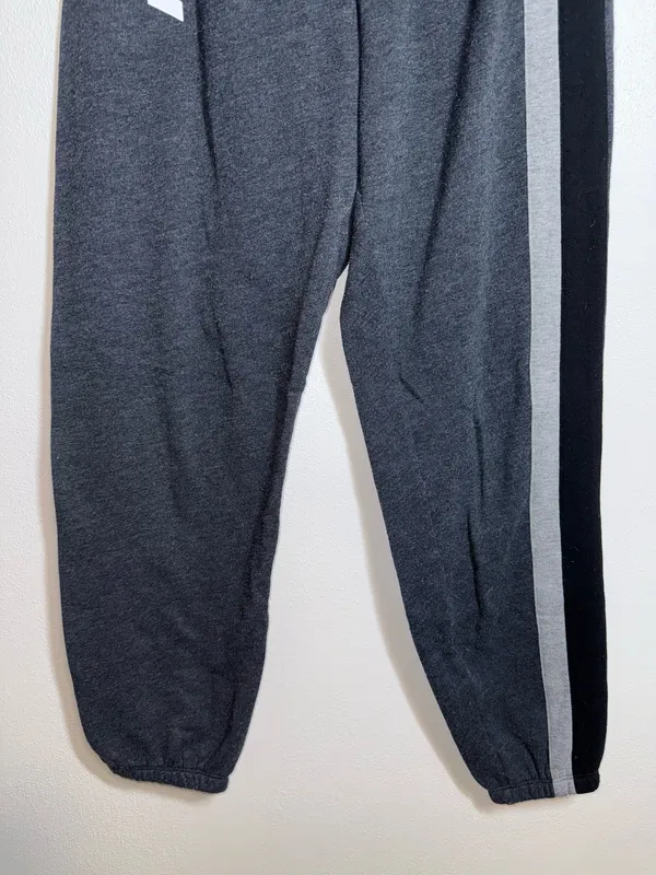 PINK Victoria’s Secret Lace-Up Jogger Sweatpants Dark Gray Logo Fleece - Image 4