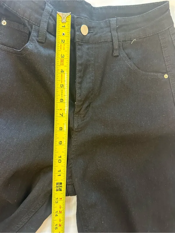 Womans Black barrel Denim Jeans Solid Button Fly 5 - Image 6