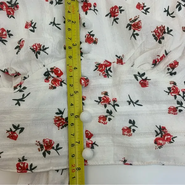 SHEIN Woman L‎ Coquette Girl Milkmaid Floral Cropped Puffed Sleeve Tie-back Top - Image 5