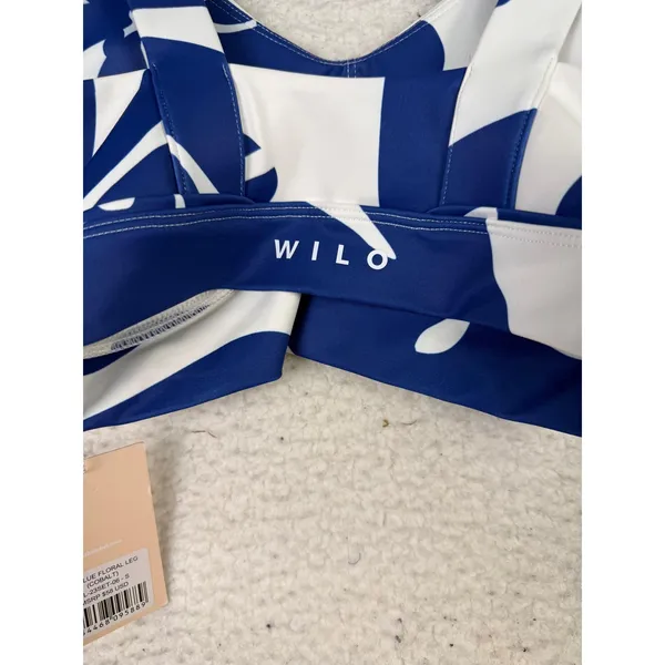Wilo Leggings Set Small Blue Floral 2 Piece Built-In Bra Activewear NWT - Image 4