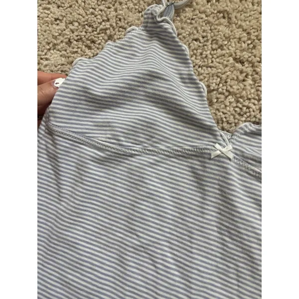 Brandy Melville Striped Cami Top Blue White Scallop Bow Coquette Y2K Tank - Image 2