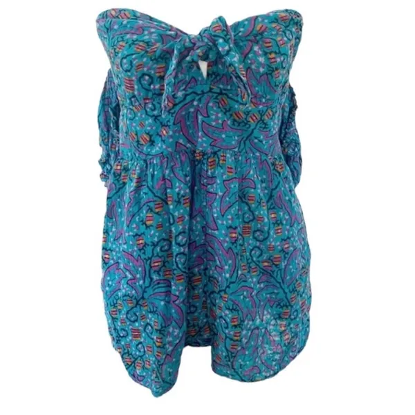 Anthropologie The Nixie Turquoise Floral Romper size‎ S - Image 2