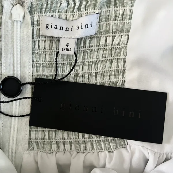 Gianni Bini NWT Kennedy Green Gingham Long Sleeve Sweetheart Neck Babydoll Dress - Image 7