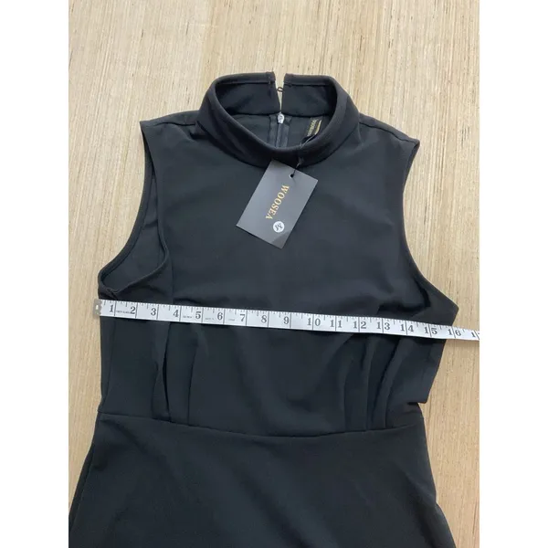 Woosea Sleeveless Maxi Mock Neck Side Slits cocktail Dress Womens Size M Black - Image 3