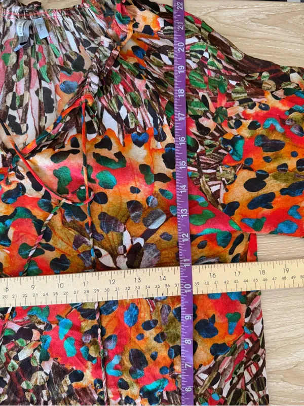 Anthropologie Bl-nk London Small Annalee Peasant Blouse Colorful Abstract Art - Image 6