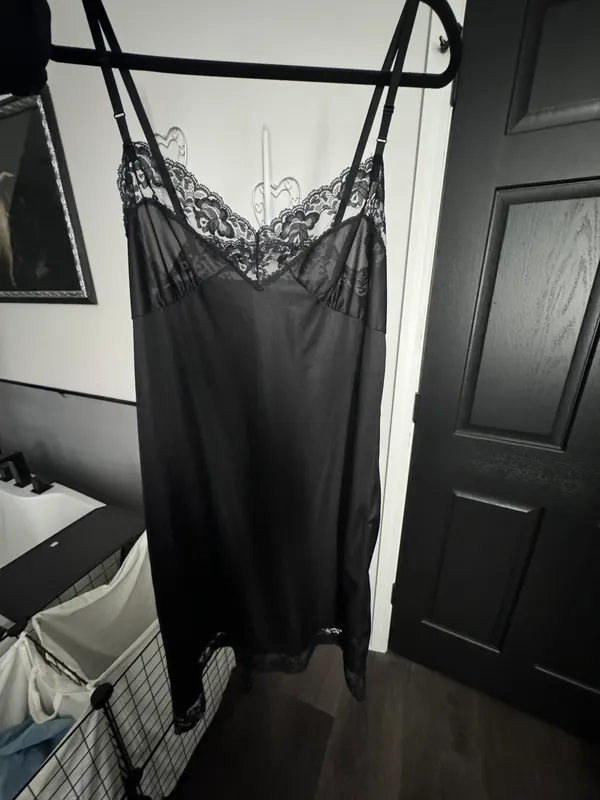 Black Satin Dress Size M - Image 3
