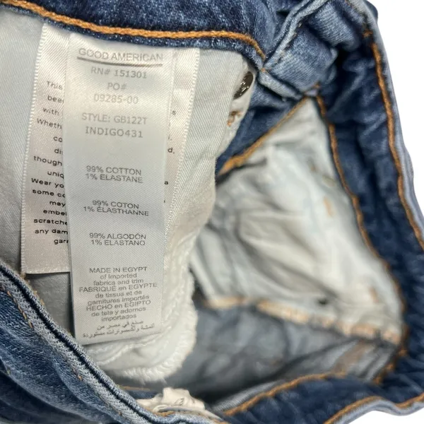 Good American Bombshell‎ Shorts Denim Ripped Distressed Blue Size 4 27 - Image 10