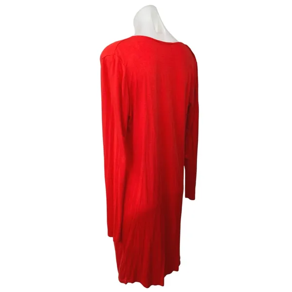 Ganni Red Cowl Neck Long Sleeve Stretch Pull On Mini Bodycon Sweater Dress XS - Image 2