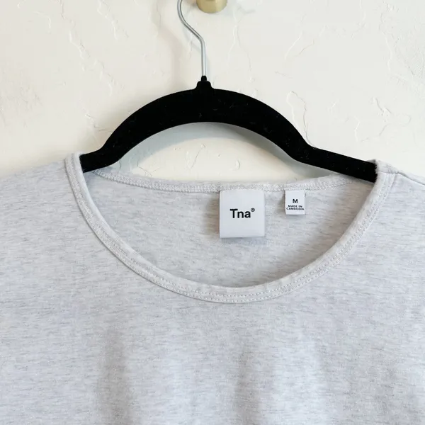 Aritzia TNA | Malibu Cotton Ruched Side Cropped Top in Heather Grey - Image 5
