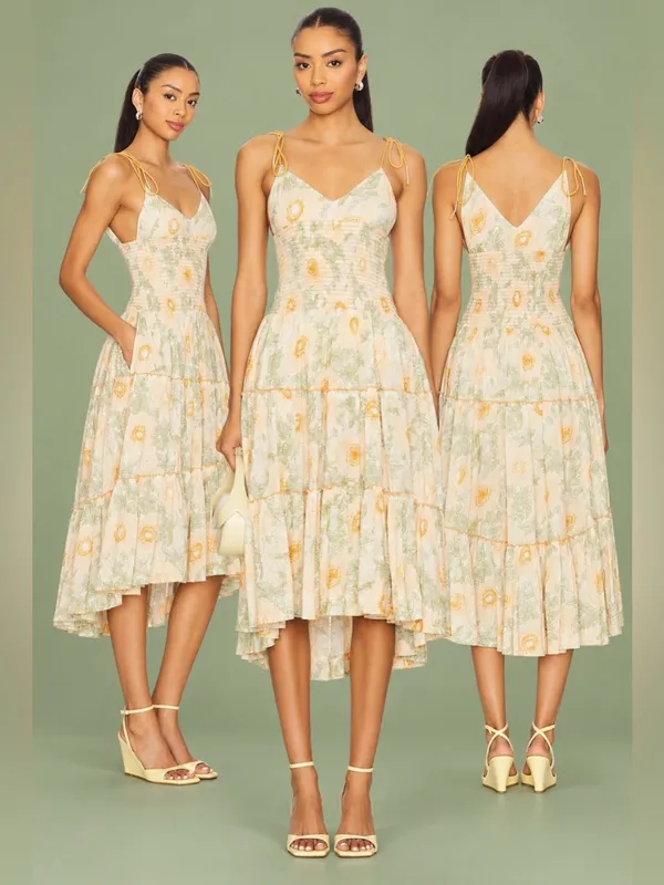 Free People $168 Adriel Floral Tie Strap Tiered Midi Dress XL NWT - Image 2