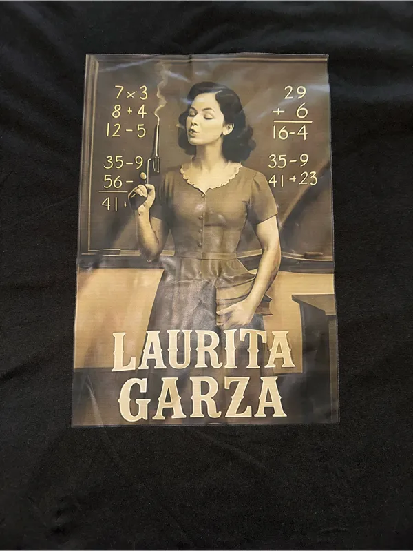 Laurita Garza Graphic Tee - Black with Sepia Print - Image 2