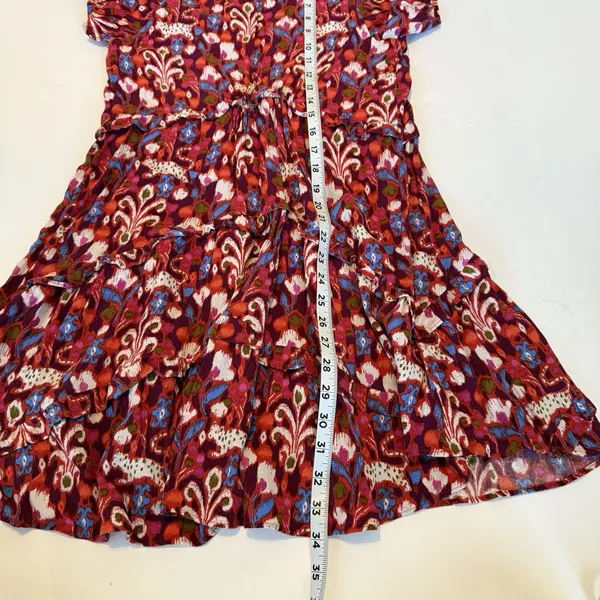 Anthropologie Robin Mini Dress XS‎ Red Pink Babydoll Floral Ruffled Tiered Fairy - Image 11