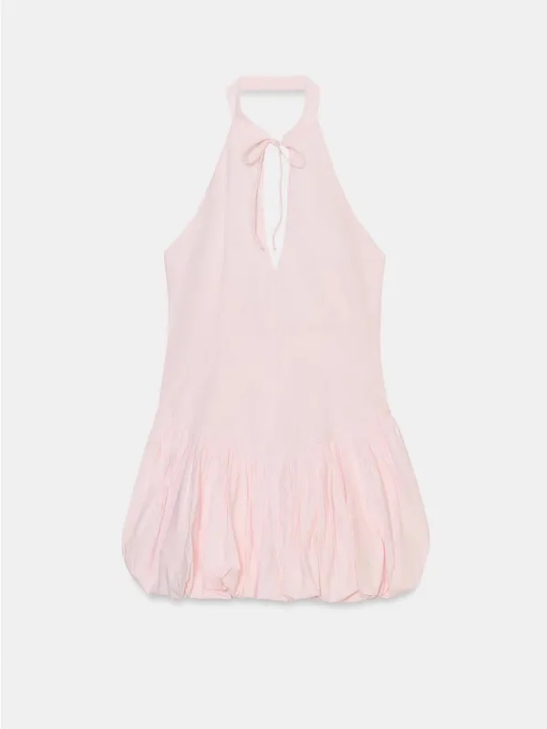 ZARA Women's Light Pink Bubble-Hem Mini Dress - Image 6