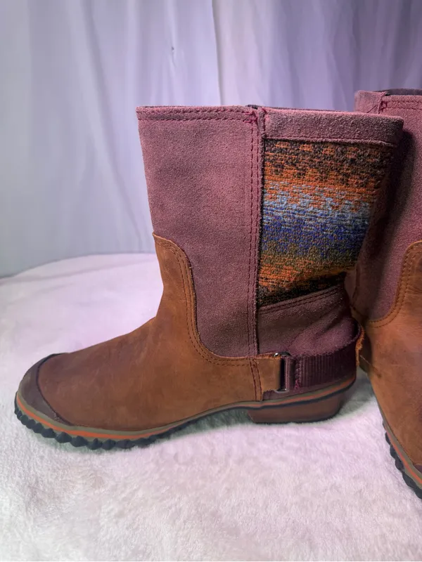 Sorel Women's Brown & Burgundy Leather Suede Mid-Calf Boot - Image 8