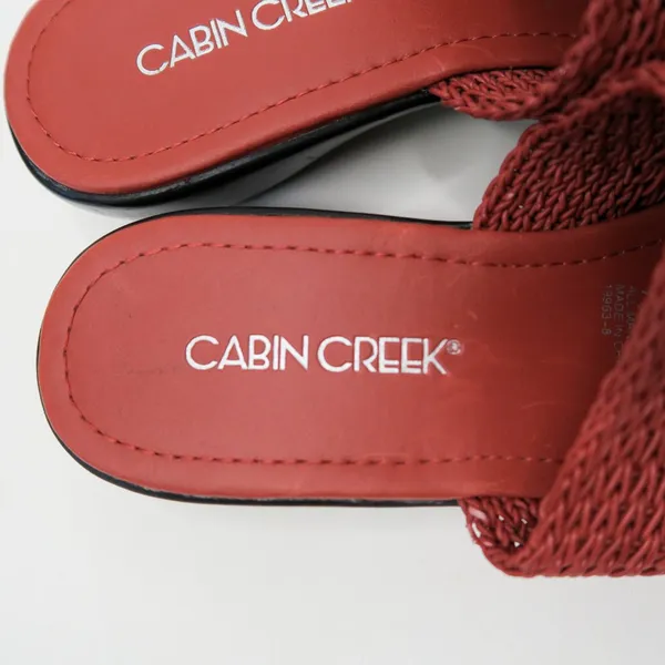 Vintage 90s Cabin Creek Red Woven Wedge Sandals - Image 8