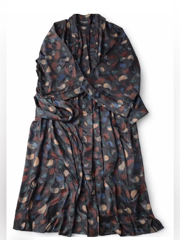 Vintage Christian Dior Monsieur Belted Jacquard Robe Paisley One Size - Image 2