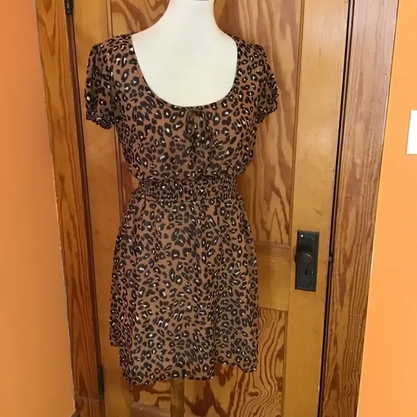 Evolutionary Apparel Leopard Print Dress | Short Sleeve Animal Print Mini - Image 12