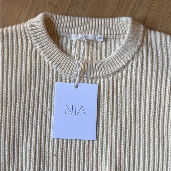 NWT NIA Cream Arianna Ribbed Knit Sweater - Image 3