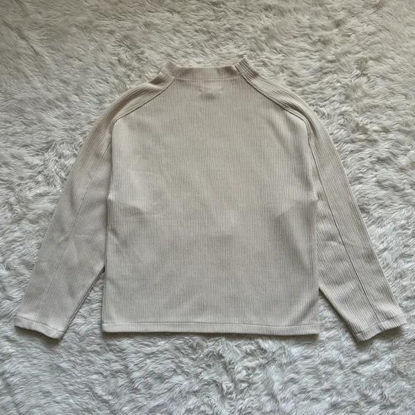 Madewell Top Striped Jacquard Funnelneck Long Sleeve Cream XS - Image 6