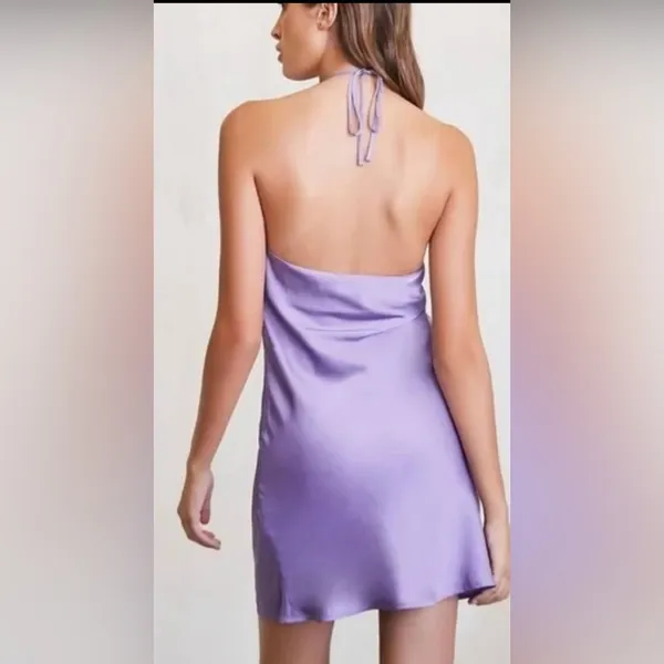 Purple Silk Halter Neck Slip Style Mini Dress Only Worn Once! PLEASE READ DESCRIPTION!!!! - Image 6