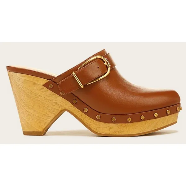 NWOB Veronica Beard Women Hendrix Clog Brown Hazelwood Buckle Leather Mule 10 - Image 3