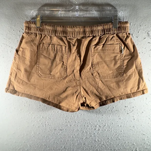 3017 | Pact Organic Cotton Stretch Twill Drawstring Shorts Brown Womens M - Image 2