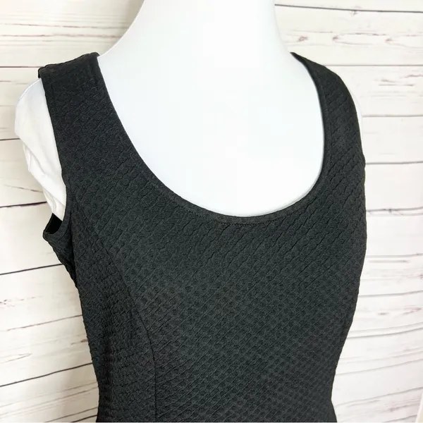Calvin Klein Black Textured Sleeveless Fit & Flare Dress Size 4 Small - Image 3