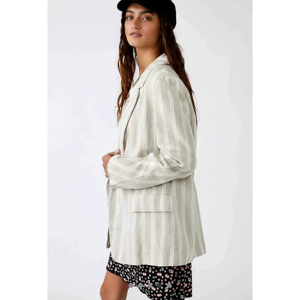 Free People Fern Striped Blazer size L - Image 3