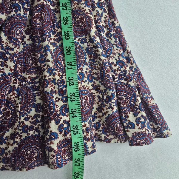 J. Crew Paisley Linen Smocked Waist Dress Blue Burgundy BP857 Womens Medium‎ - Image 10