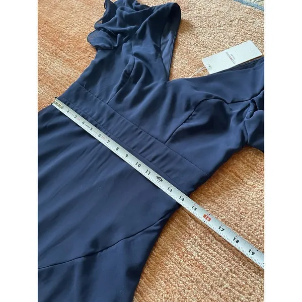 NWT Ever-Pretty Women's Dress Double V Neck A Line Ruffle Hem Backless Blue L - Image 8