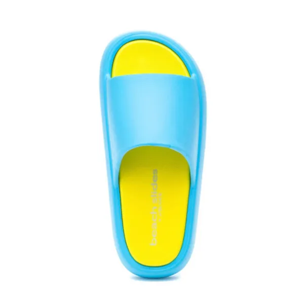 NIB Beach Slides by J/SLIDES SQUISH Turquoise/Yellow EVA 9M - Image 5