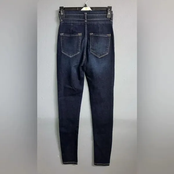 Kancan dark wash button non distressed skinny jeans size 1/24 731 - Image 2