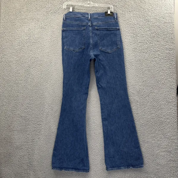 Express High Rise Flare‎ Jeans Distressed Boho Festival Stretch Women's 10R x 31 - Image 2