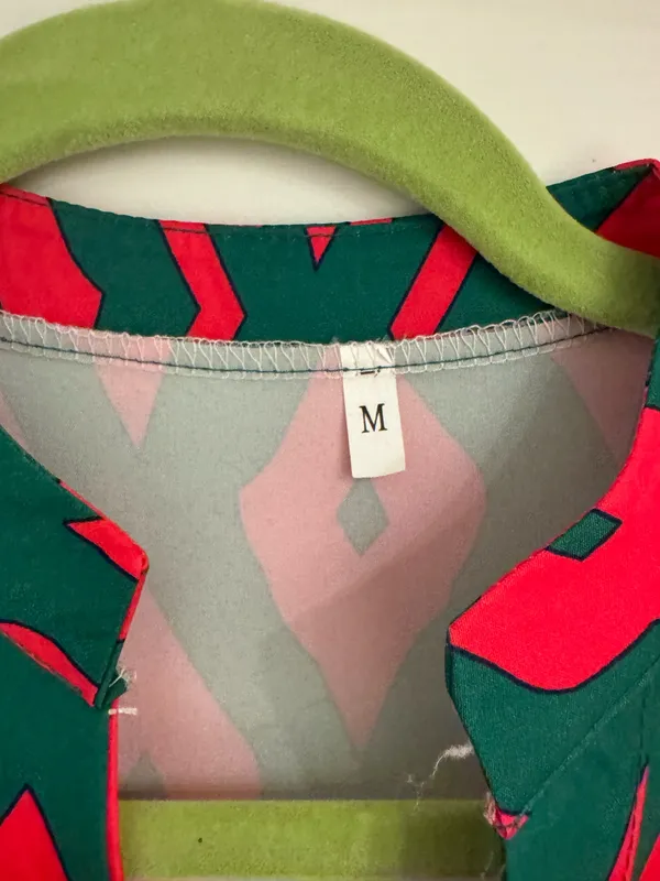 Women’s Geometric Dress Green Size M - Image 2